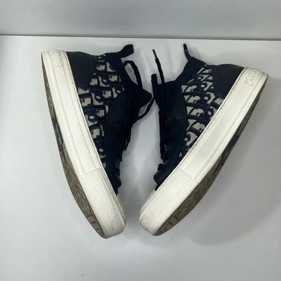 Christian Dior Walk'n'Dior Deep Blue Oblique Technical Mesh High Top Sneakers - Picture 6 of 12